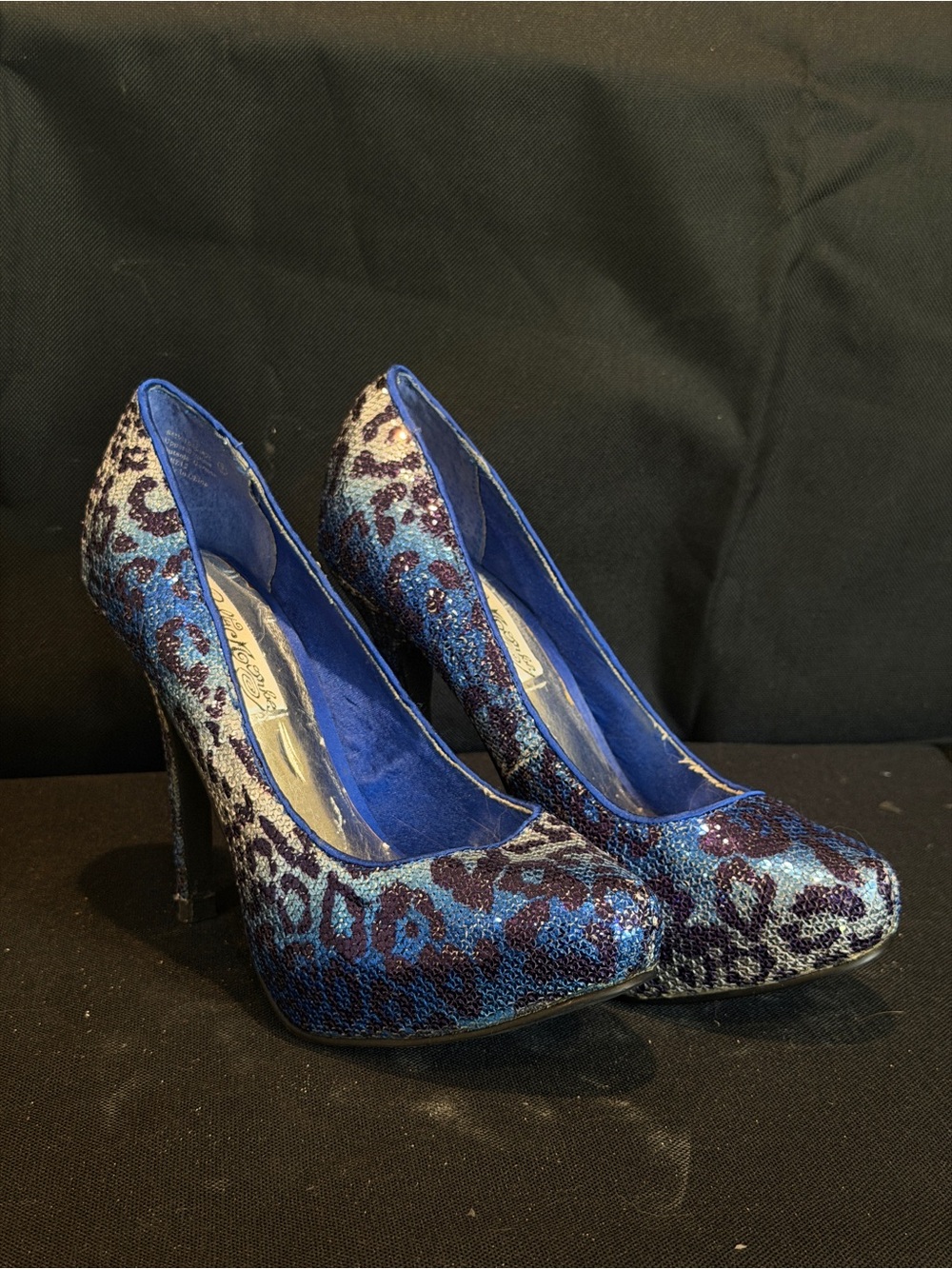 naughty monkey Blue Leopard Print High Heel Pumps
